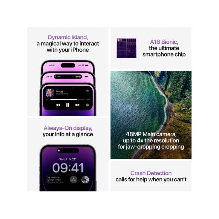 Apple iPhone 14 Pro, 512GB, Deep Purple - Unlocked