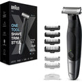 Braun Series XT5 One Blade Hybrid Beard & Stubble Trimmer, Electric Shaver for Men, Body Groomer for Manscaping With Travel Pouch, Gifts For Men, XT5200, Black Razor (2 pin UK plug)