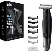 Braun Series XT5 One Blade Hybrid Beard & Stubble Trimmer, Electric Shaver for Men, Body Groomer for Manscaping With Travel Pouch, Gifts For Men, XT5200, Black Razor (2 pin UK plug)