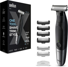 Braun Series XT5 One Blade Hybrid Beard & Stubble Trimmer, Electric Shaver for Men, Body Groomer for Manscaping With Travel Pouch, Gifts For Men, XT5200, Black Razor (2 pin UK plug)