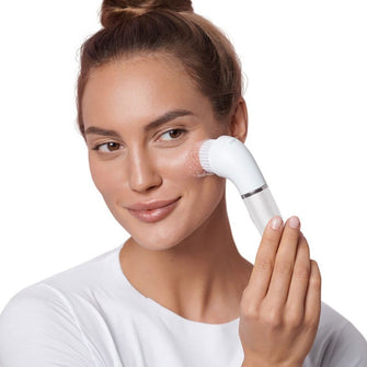 Braun FaceSpa Face Epilator, Hair Removal with Facial Cleansing Brush Head, Lighted Mirror and Beauty Pouch, 851V, White