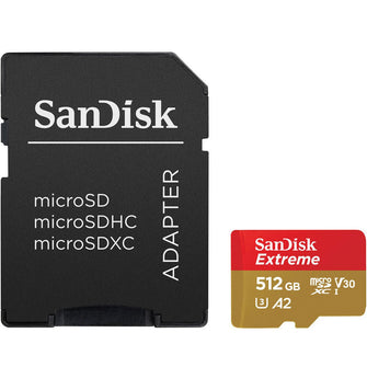Buy Sandisk,SanDisk 512GB Extreme microSDXC card + SD adapter + RescuePRO Deluxe, up to 190MB/s, with A2 App Performance, UHS-I, Class 10, U3, V30 - Gadcet.com | UK | London | Scotland | Wales| Ireland | Near Me | Cheap | Pay In 3 | Hardware