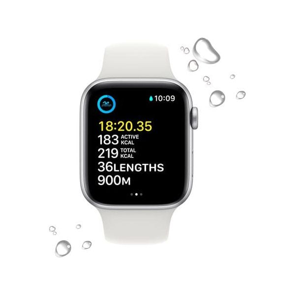 Apple Watch SE Cellular - Silver with White Sports Band, 44 mm - MNQ23B/A