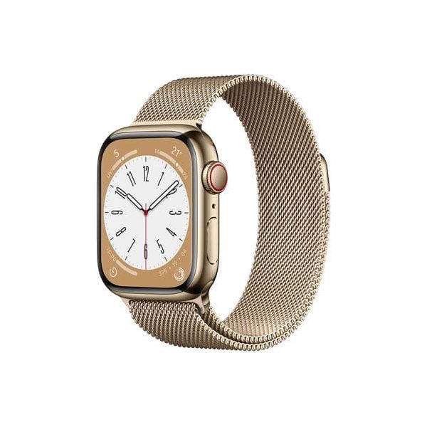 Apple Watch Series 8 (GPS + Cellular), 41mm Gold Stainless Steel Case with Gold Milanese Loop