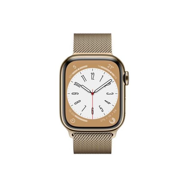 Apple Watch Series 8 (GPS + Cellular), 41mm Gold Stainless Steel Case with Gold Milanese Loop