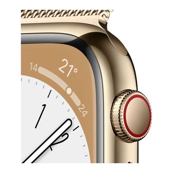 Apple Watch Series 8 (GPS + Cellular), 41mm Gold Stainless Steel Case with Gold Milanese Loop