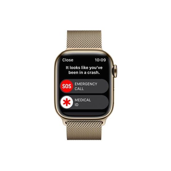 Apple Watch Series 8 (GPS + Cellular), 41mm Gold Stainless Steel Case with Gold Milanese Loop