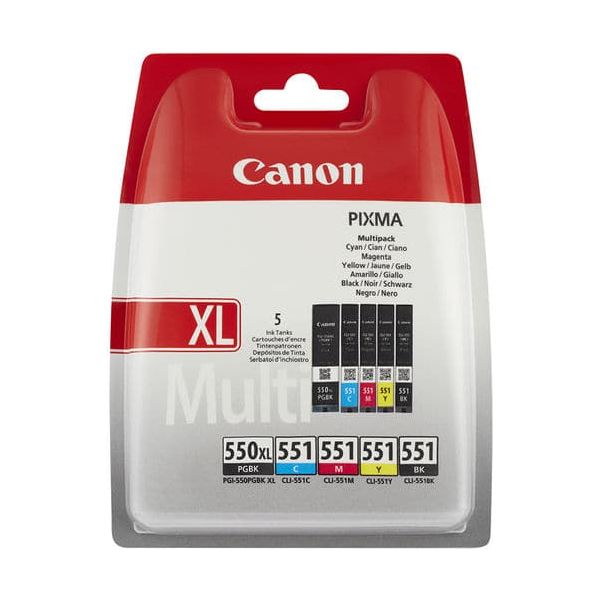 Canon,CANON Ink Cartridge Canon PGI Pack 550XL Black + CLI 551 4 colours (Cyan/Yellow/Black/Magenta) - Gadcet.com