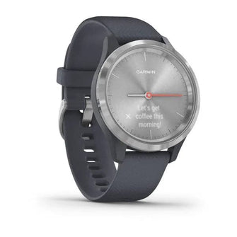 vívomove® 3S Silver stainless steel bezel with granite blue case and silicone band