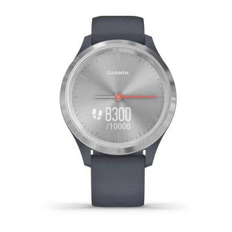 vívomove® 3S Silver stainless steel bezel with granite blue case and silicone band