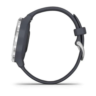 vívomove® 3S Silver stainless steel bezel with granite blue case and silicone band