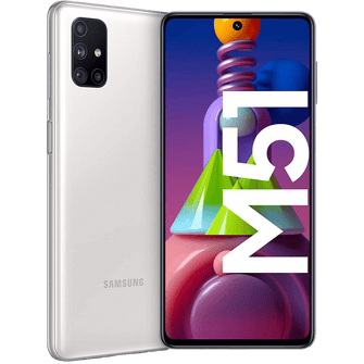 Samsung,Samsung Galaxy M51 128 GB Storage 8GB RAM 4G White (International Model) - Unlocked - Gadcet.com